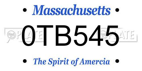 0TB545 Massachusetts License Plate