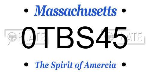0TBS45 Massachusetts License Plate