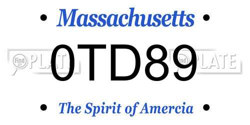 0TD89 Massachusetts License Plate
