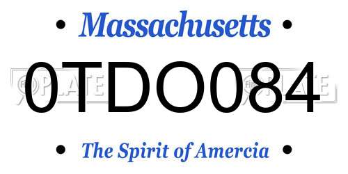 0TDO084 Massachusetts License Plate