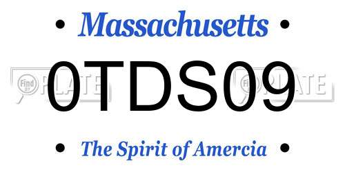 0TDS09 Massachusetts License Plate
