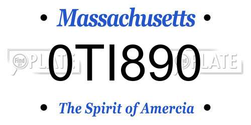 0TI890 Massachusetts License Plate