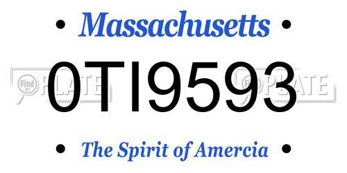 0TI9593 Massachusetts License Plate