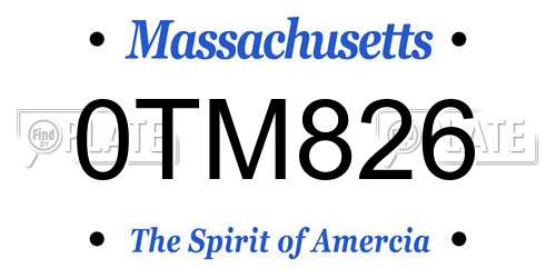 0TM826 Massachusetts License Plate