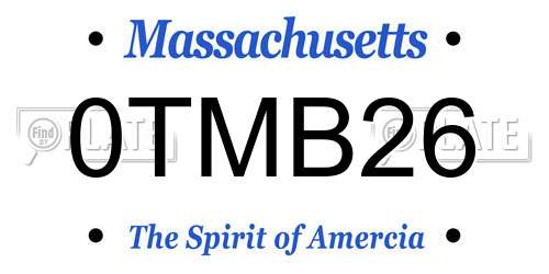 0TMB26 Massachusetts License Plate