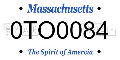 0TO0084 Massachusetts License Plate