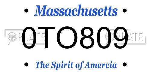 0TO809 Massachusetts License Plate