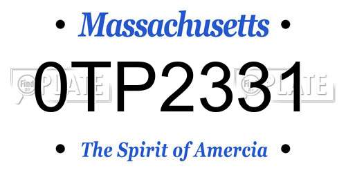 0TP2331 Massachusetts License Plate