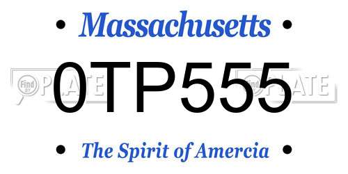 0TP555 Massachusetts License Plate