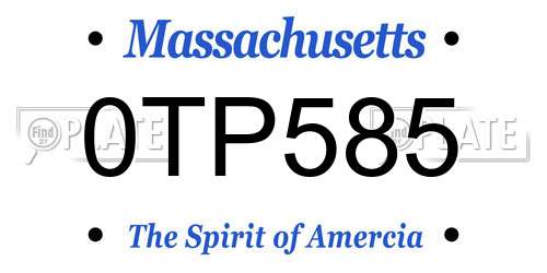 0TP585 Massachusetts License Plate