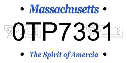 0TP7331 Massachusetts License Plate