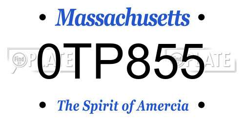 0TP855 Massachusetts License Plate