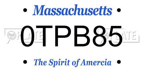 0TPB85 Massachusetts License Plate
