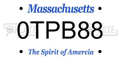 0TPB88 Massachusetts License Plate