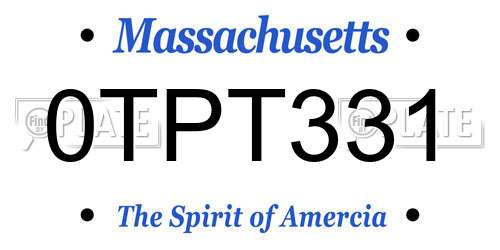 0TPT331 Massachusetts License Plate