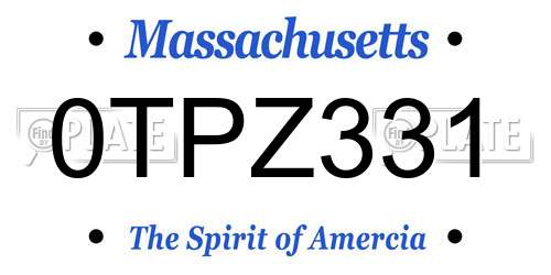 0TPZ331 Massachusetts License Plate