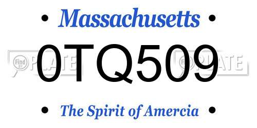 0TQ509 Massachusetts License Plate