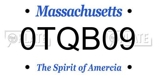 0TQB09 Massachusetts License Plate