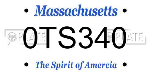 0TS340 Massachusetts License Plate