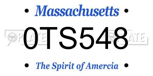 0TS548 Massachusetts License Plate