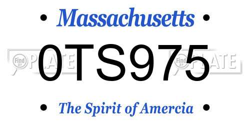 0TS975 Massachusetts License Plate
