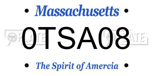 0TSA08 Massachusetts License Plate