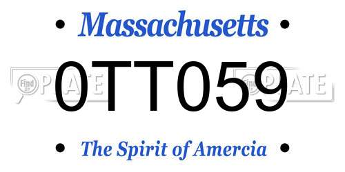 0TT059 Massachusetts License Plate
