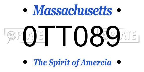 0TT089 Massachusetts License Plate