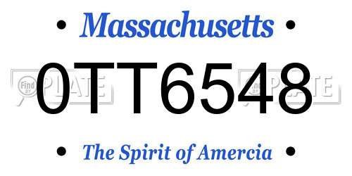 0TT6548 Massachusetts License Plate