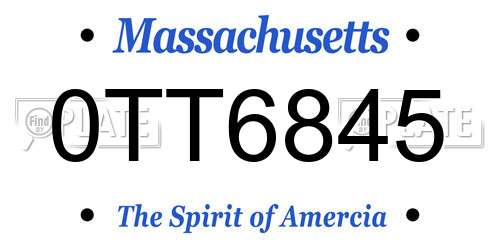 0TT6845 Massachusetts License Plate