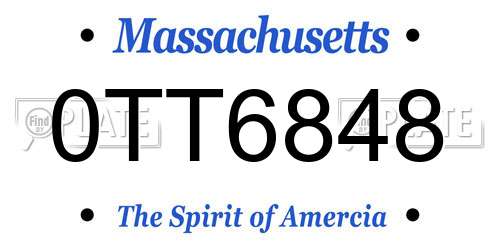 0TT6848 Massachusetts License Plate