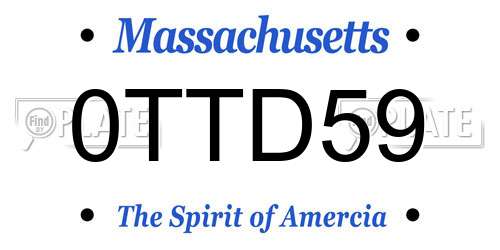 0TTD59 Massachusetts License Plate