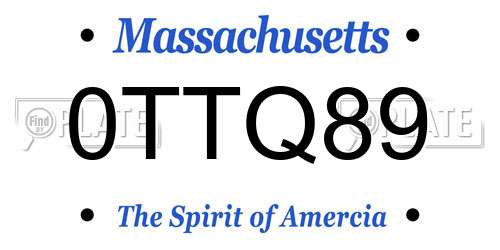 0TTQ89 Massachusetts License Plate