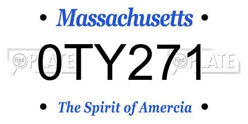 0TY271 Massachusetts License Plate