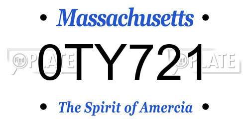 0TY721 Massachusetts License Plate