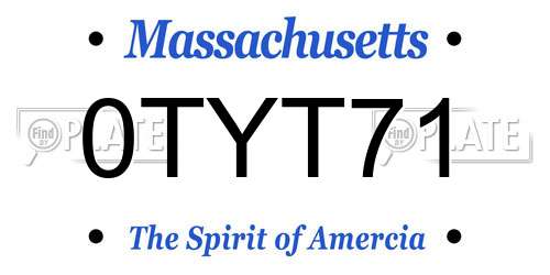 0TYT71 Massachusetts License Plate