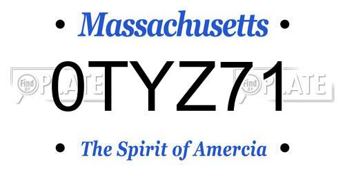 0TYZ71 Massachusetts License Plate