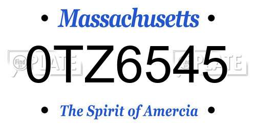 0TZ6545 Massachusetts License Plate