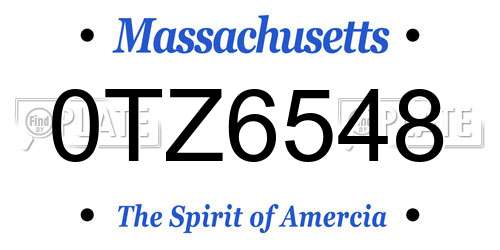 0TZ6548 Massachusetts License Plate