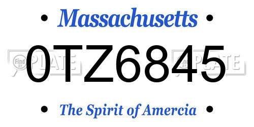 0TZ6845 Massachusetts License Plate