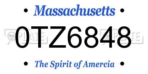 0TZ6848 Massachusetts License Plate