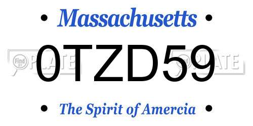 0TZD59 Massachusetts License Plate