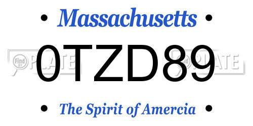 0TZD89 Massachusetts License Plate