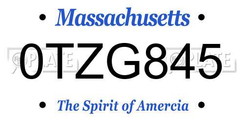 0TZG845 Massachusetts License Plate