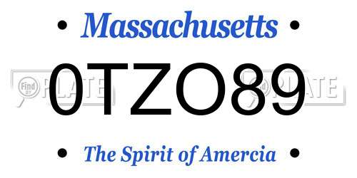 0TZO89 Massachusetts License Plate