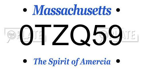 0TZQ59 Massachusetts License Plate