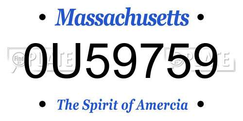 0U59759 Massachusetts License Plate