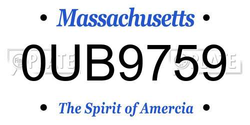0UB9759 Massachusetts License Plate