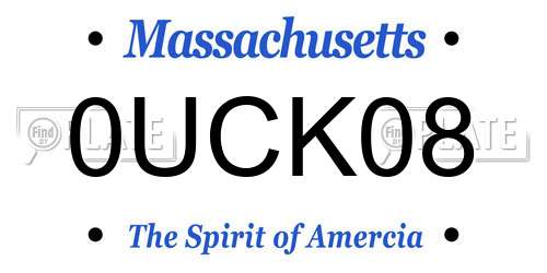 0UCK08 Massachusetts License Plate
