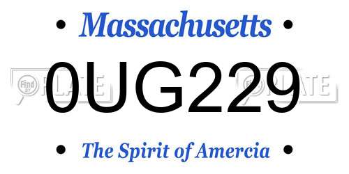 0UG229 Massachusetts License Plate